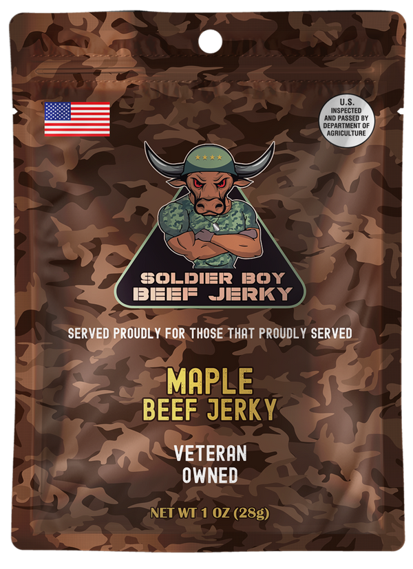 Beef Jerky - Maple Flavor - 1.0oz Bag - Soldier Boy Beef Jerky - Soldier Boy Jerky