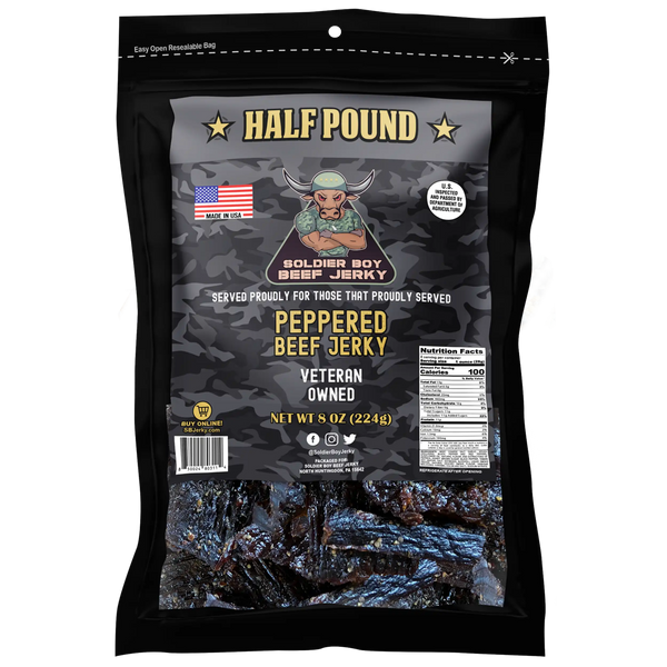 Peppered Beef Jerky - America's Beef Jerky - PLATOON SIZE (Half Pound)