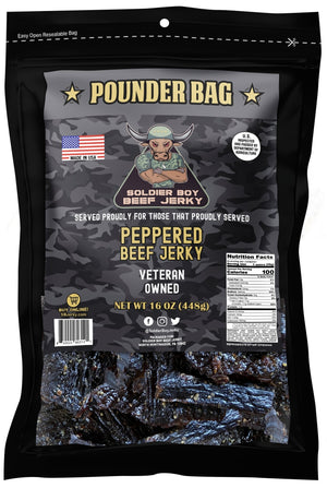 Beef Jerky - Peppered flavor - Pounder size - Soldier Boy Beef Jerky - Soldier Boy Beef Jerky